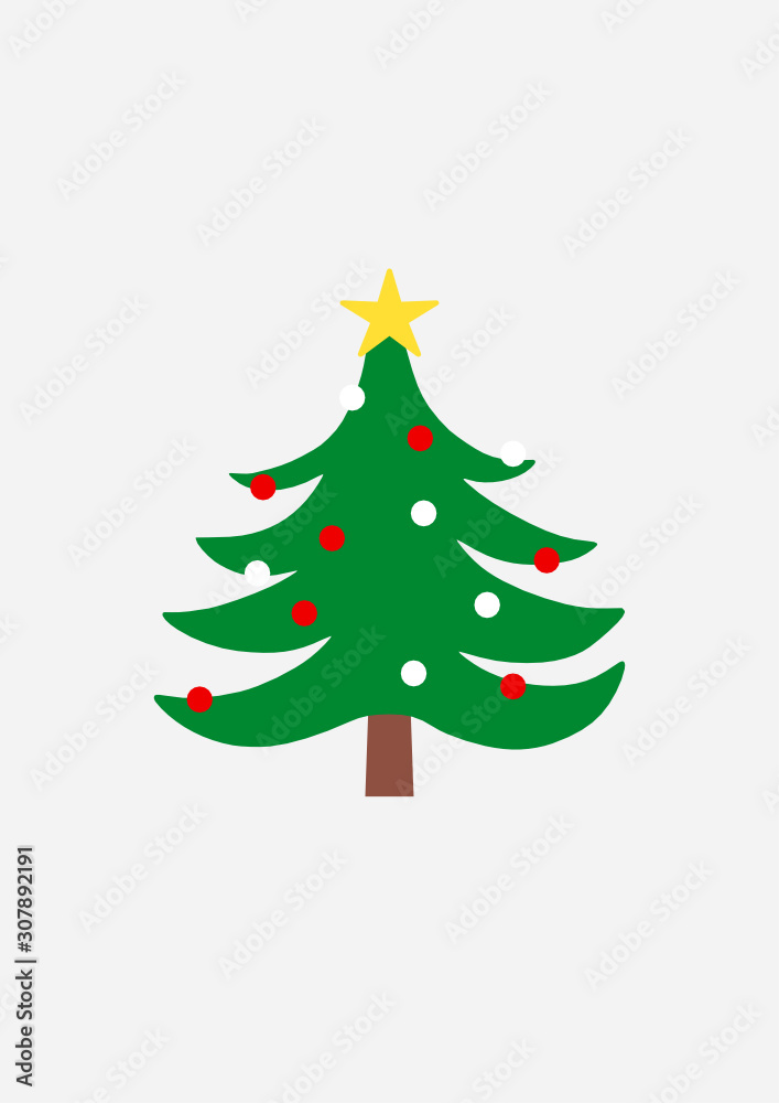 Obraz premium Flat Christmas tree digital graphic illustration