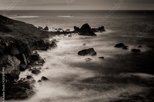 Ocean view from Rocky point, Patricks Point State Park, long exposure of waves on rocks