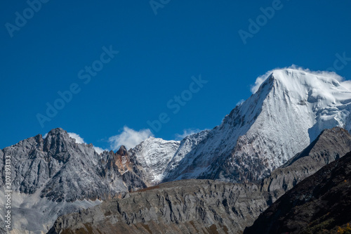 Nature landscape image Snow Mountain in daocheng yading Sichuan China.