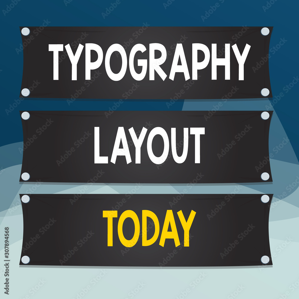 Writing note showing Typography Layout. Business concept for theory and