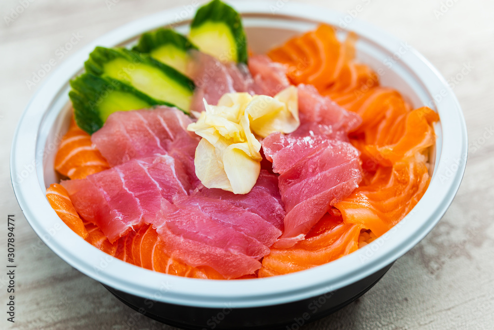 japanese food Mix Sashimi Chirashi Rice Bowl