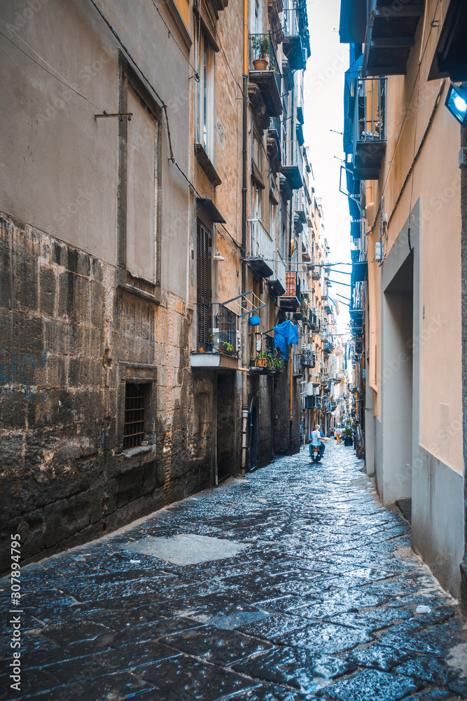 NAPLES, ITALY - January 15, 2018 : Street view of old town in Naples city, Italy