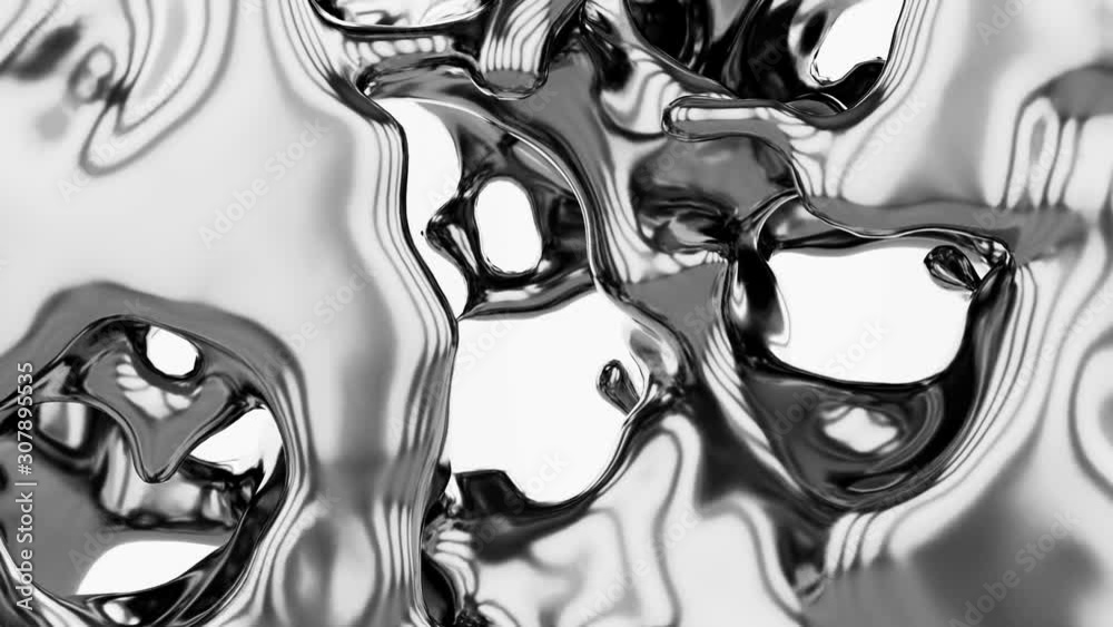 3d animation of weightless substance or liquid metal background. 