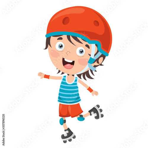 Little Kid Riding Roller Skate