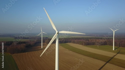 wind turbines on field