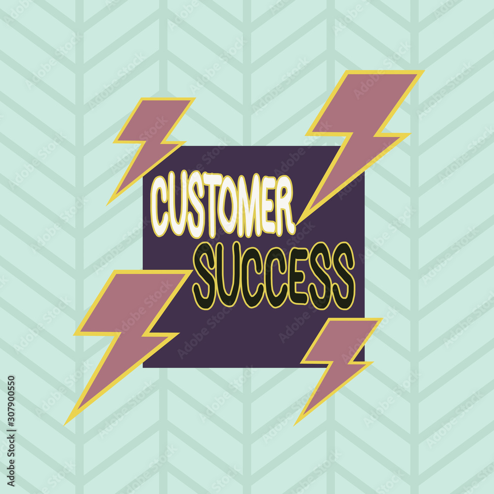 Conceptual hand writing showing Customer Success. Concept meaning customers achieve desired outcomes while using your product Asymmetrical format pattern object outline multicolor design