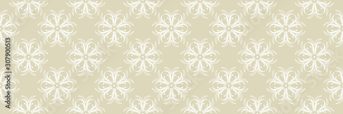 Floral seamless pattern. White design on olive green background © Liudmyla