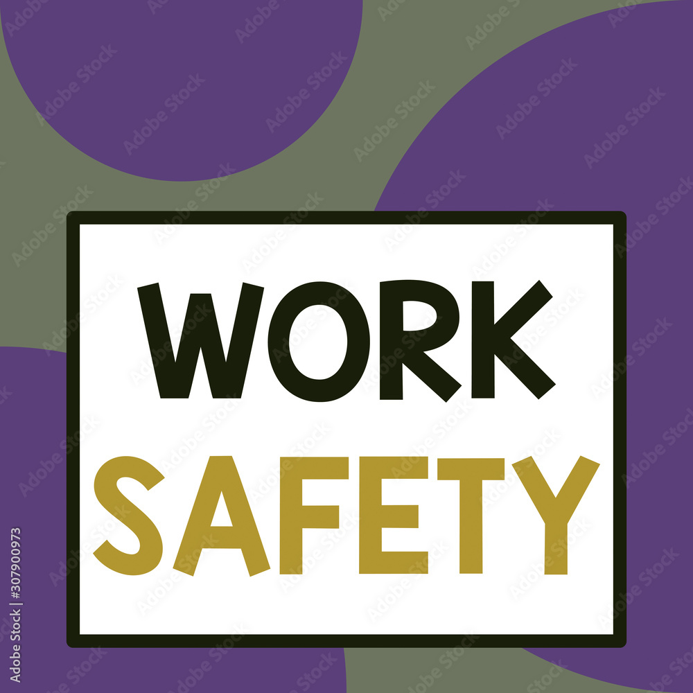 Word writing text Work Safety. Business photo showcasing policies and procedures in place to ensure safety in workplace Front close up view big blank rectangle abstract geometrical background Word writing text Work Safety. Business photo showcasing policies and procedures in place to ensure safety in workplace Front close up view big blank rectangle abstract geometrical background