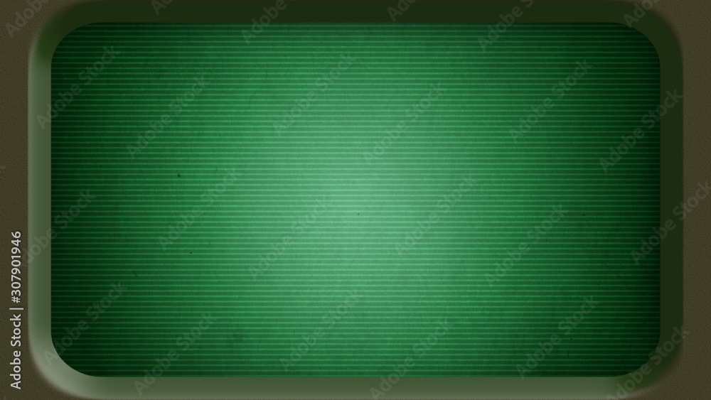 Foto Stock Blank old green computer terminal screen in frame | Adobe Stock