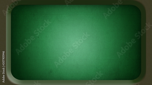Obraz na plátně Blank old green computer terminal screen in frame