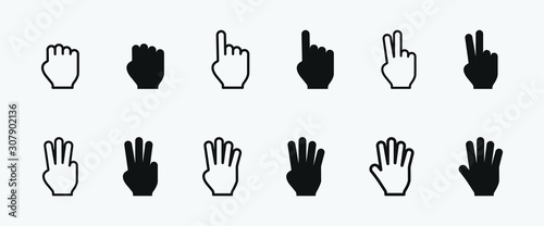 numbers with fingers icons set. hand, finger flat symbol for web site and mobile concept