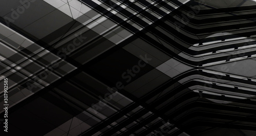 Graphic desing resembling inderside view of bridge structure. Grunge abstract modern architecture background with geometric structure of parallel lines in diagonal composition.