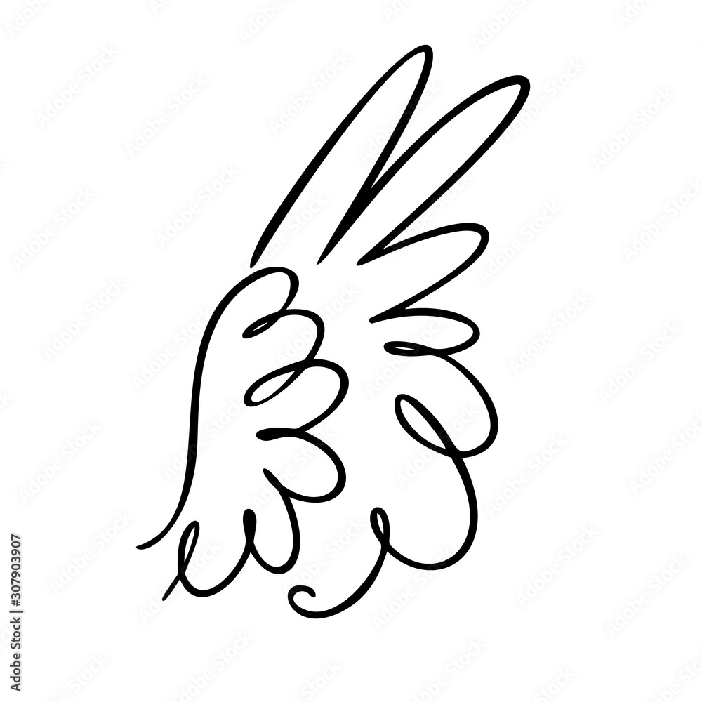 Vector illustration of Bird wing white feathers dove swan angel Vector illustration of Bird wing white feathers dove swan angel