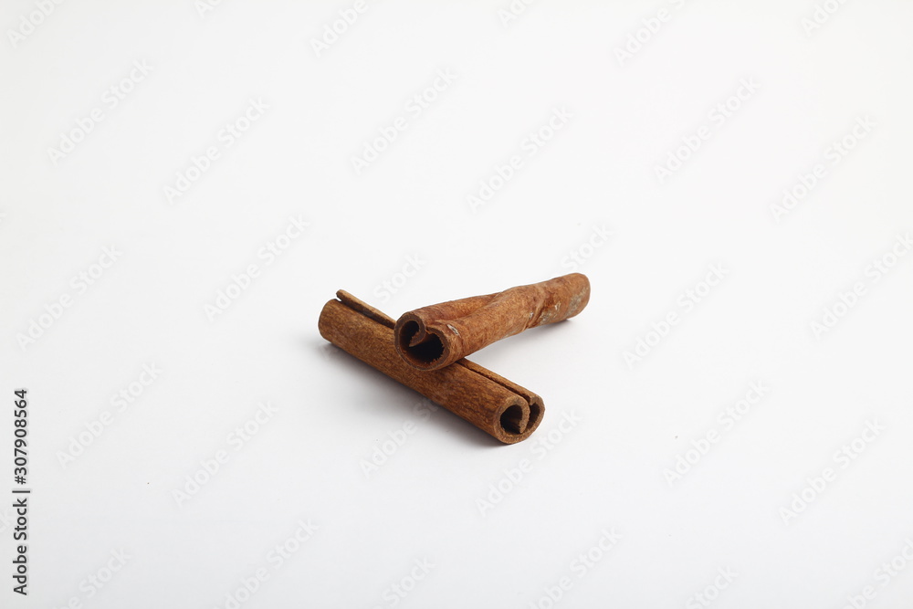 Top view cinnamon sticks isolated on white background Top view cinnamon sticks isolated on white background