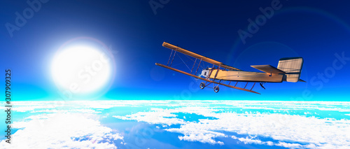 Fototapeta Naklejka Na Ścianę i Meble -  old airplane in the sky
