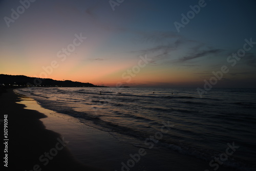 Sunset on the Beach at Summer in Vieste, Puglia, Italy