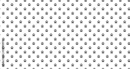 Pet paw print seamless pattern. Abstract animal vector background.