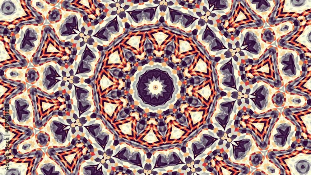 Symmetric mosaic tile transforming ornament. Mosaic circles. Abstract footage in Art Nouveau style. Loop footage. Symmetric mosaic tile transforming ornament. Mosaic circles. Abstract footage in Art Nouveau style. Loop footage.