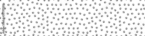 Pet paw print seamless pattern. Abstract animal vector background.