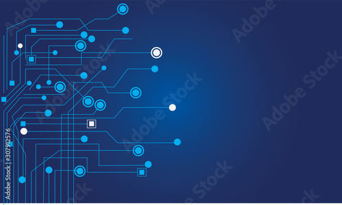 Abstract background  connecting dots and lines. Connection science background, circuit board background technology, Vector illustration design digital technology. with drak blue template