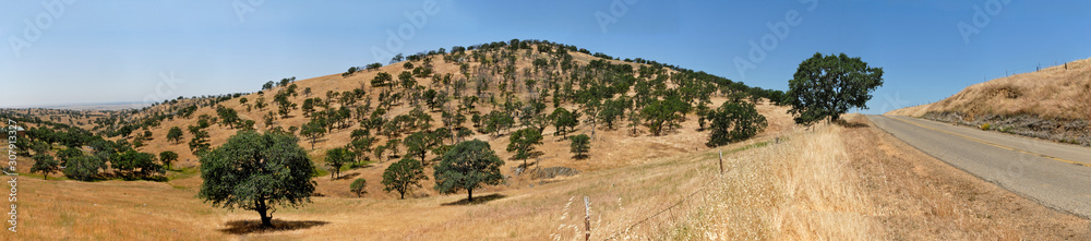 Panorama of some inland central California land.