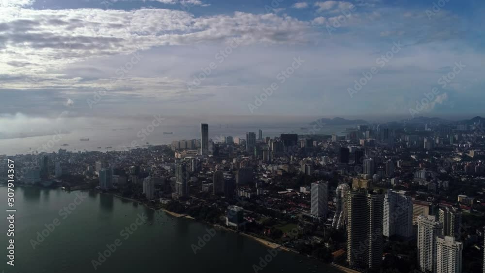 Aerial view of the Penang Island, Malaysia from sea. Aerial view of the Penang Island, Malaysia from sea.