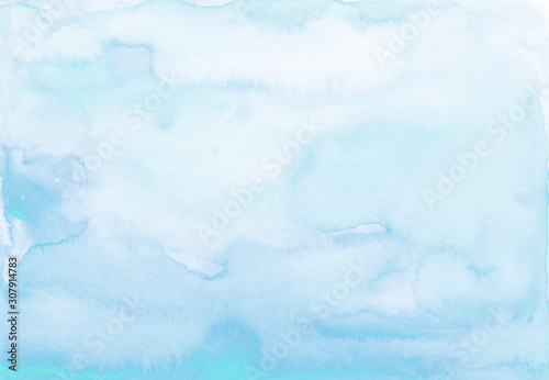 Blue gradient watercolor background Abstract paint texture Invitation backdrop