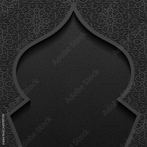 Dark background with traditional floral ornament