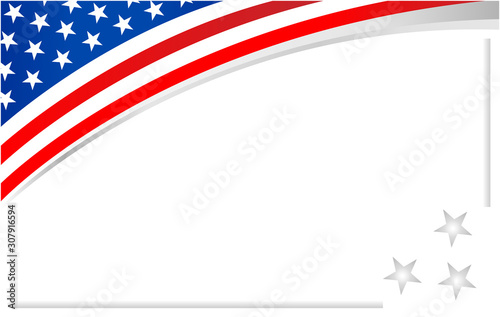 USA flag wave frame background banner with clean space for your text vector design template.
