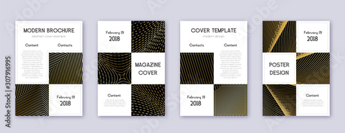 Business brochure design template set. Gold abstra