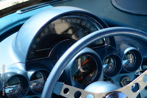 Classic Car Dashboard & Steering Wheel © Donald Rock