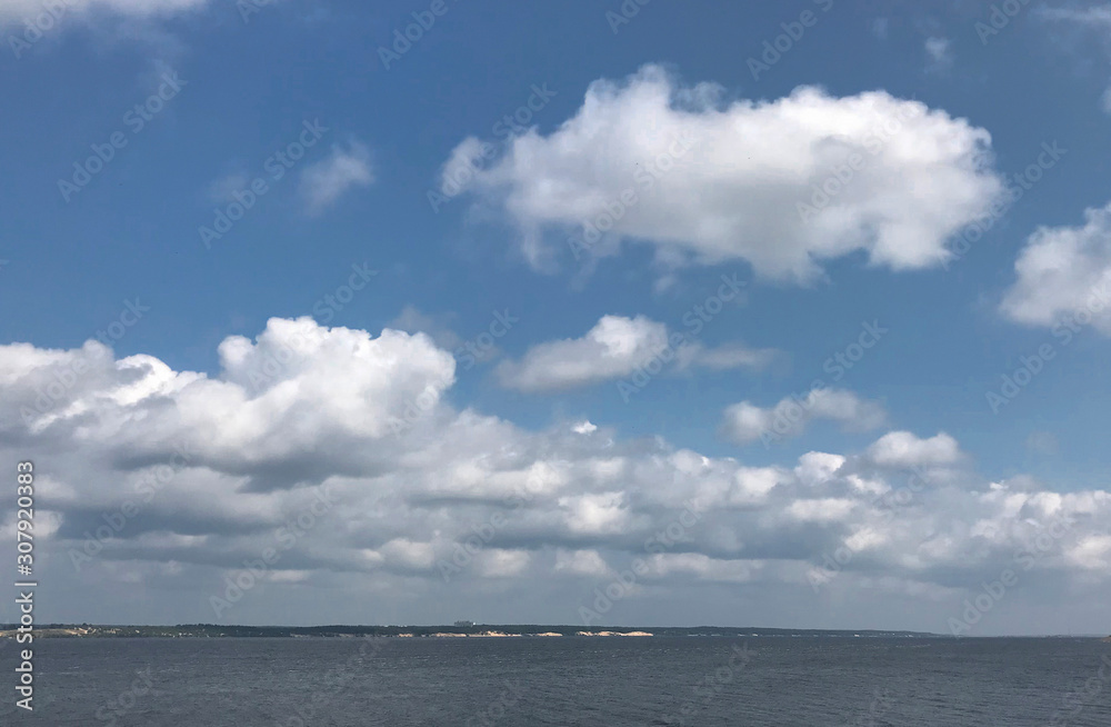  bright sky and river.