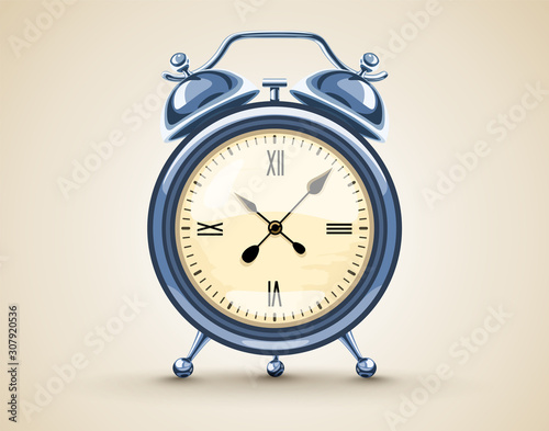 Classic Alarm clock with analog dial and bell Time for waking up in morning. Times symbol. Eps10 vector illustration.
