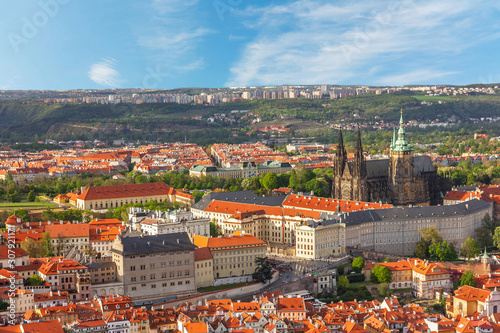 Prague architectural view, Czech Republic. Prague Castle and Saint Vitus Cathedral panoramic view