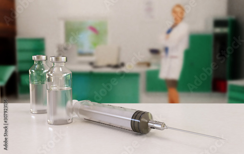 szczepionka strzykawka w gabinecie lekarskim