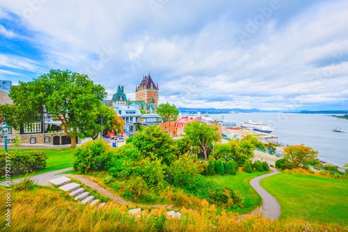 Wallpaper Mural Beautiful Landscape View of Quebec City against Saint Lawrence River and Blue Cloudy Sky in Summer Torontodigital.ca