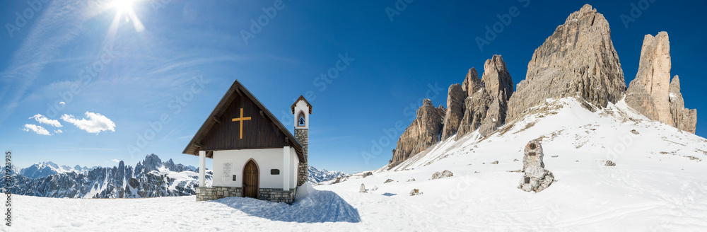 Panoramic view of Three Peaks of Lavaredo - Dolomites Panoramic view of Three Peaks of Lavaredo - Dolomites