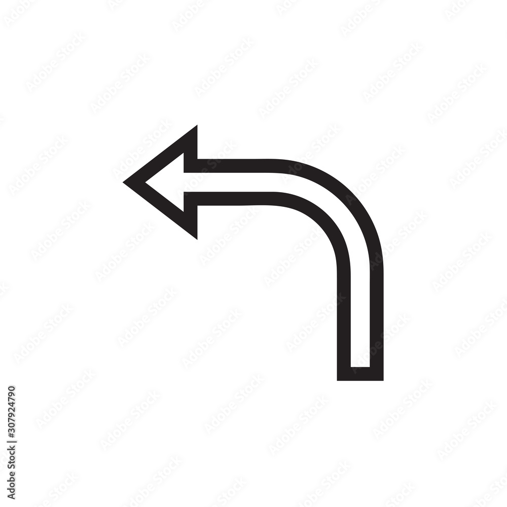 Arrow fat turn left icon vector isolated on background. Trendy web symbol. Pixel perfect. illustration EPS 10. - Vector. Arrow fat turn left icon vector isolated on background. Trendy web symbol. Pixel perfect. illustration EPS 10. - Vector.