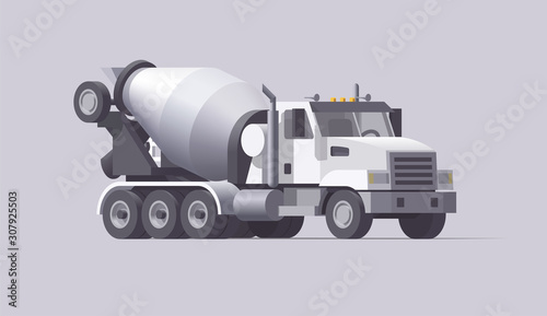 Vector concrete mixer truck. Isolated american cement truck. Flat illustration