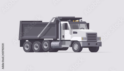 Vector dump truck. Isolated american empty truck. Flat illustration