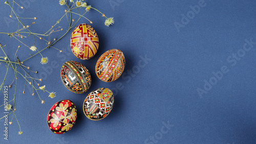 Easter eggs decorated with wax resist technique