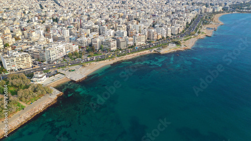Aerial drone photo of Floisvos or Flisvos a seaside famous area of South Athens riviera, Attica, Greece © aerial-drone