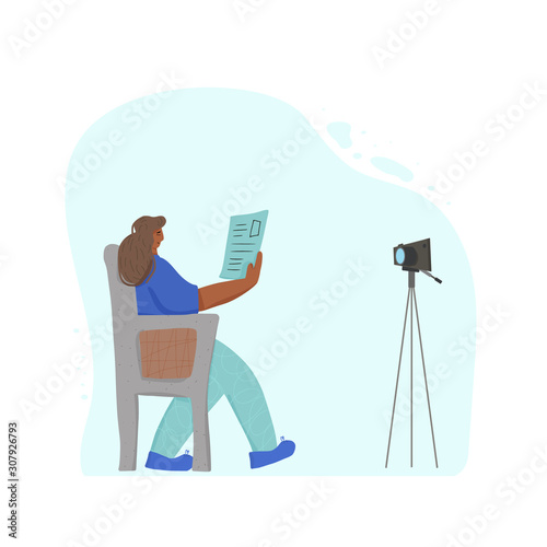 People sitting in the chair. Vector person.