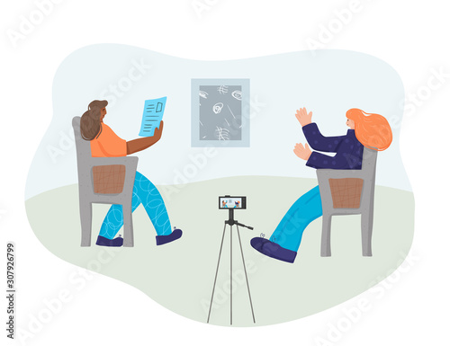 People sitting in the chair. Vector person.