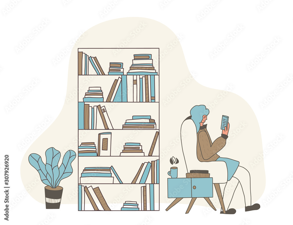 Obraz premium Reading a book concept. Vector color design.