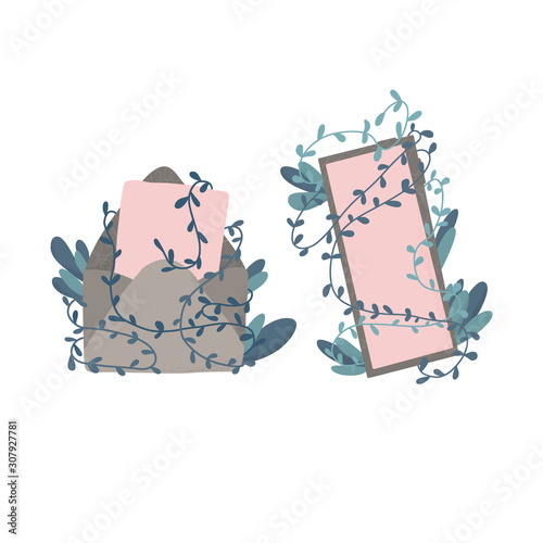 Message text with envelop and phone mail.