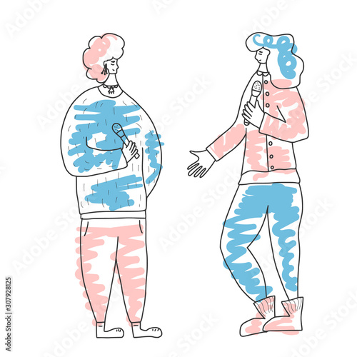 Cute woman speakers group Orators vector character