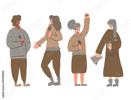 Cute woman speakers group Orators vector character