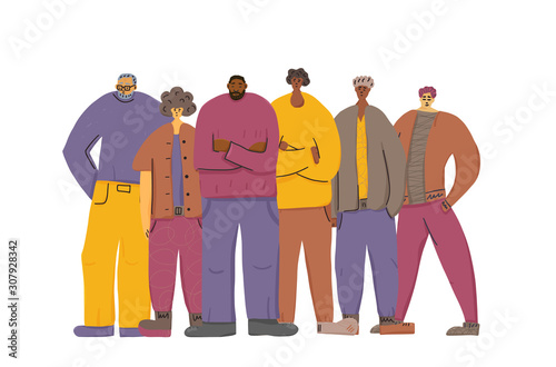 Group of man of different ages Vector illustration
