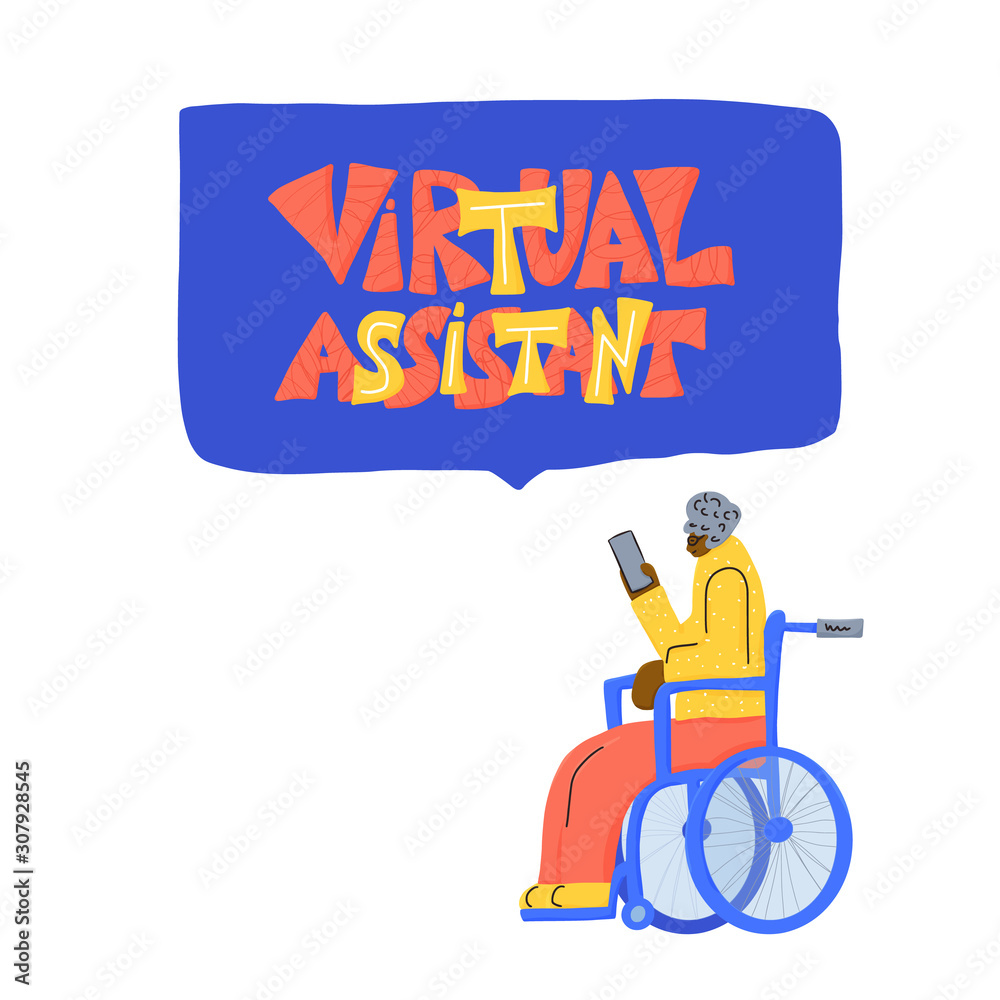 Virtual assistant text. Vector hand drawn quote. Virtual assistant text. Vector hand drawn quote.